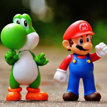 Three toys from the Mario game