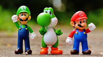 Three toys from the Mario game