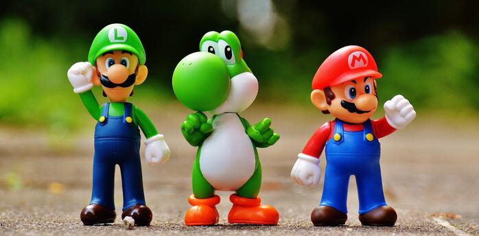 Three toys from the Mario game