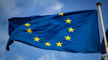 European Union flag waving against a clear sky