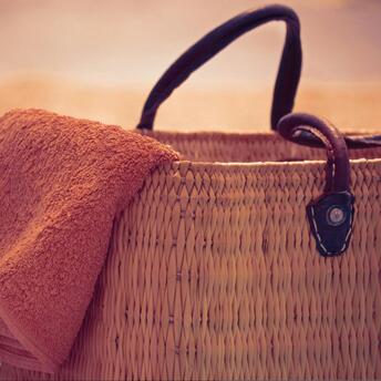 Beach bag with towel inside