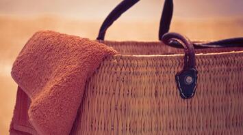 Beach bag with towel inside