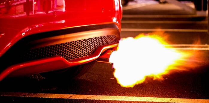 Fiery car exhaust
