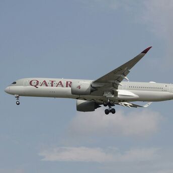 Qatar Airways plane flying in the sky