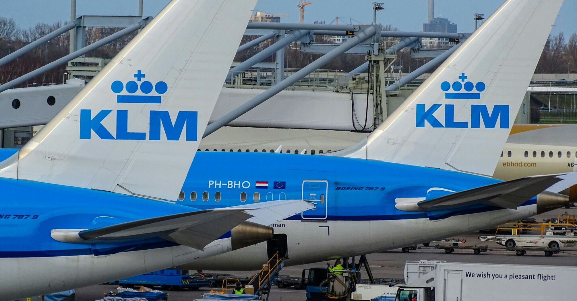 two klm airliners on tarmac