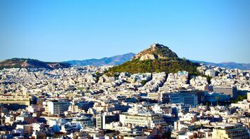 Panoramic view of Athens with Mount Lycabettus