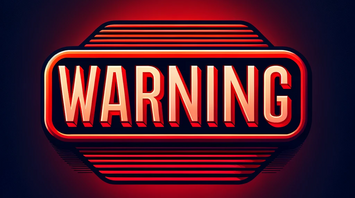 Bold red 'WARNING' text on a dark gradient background