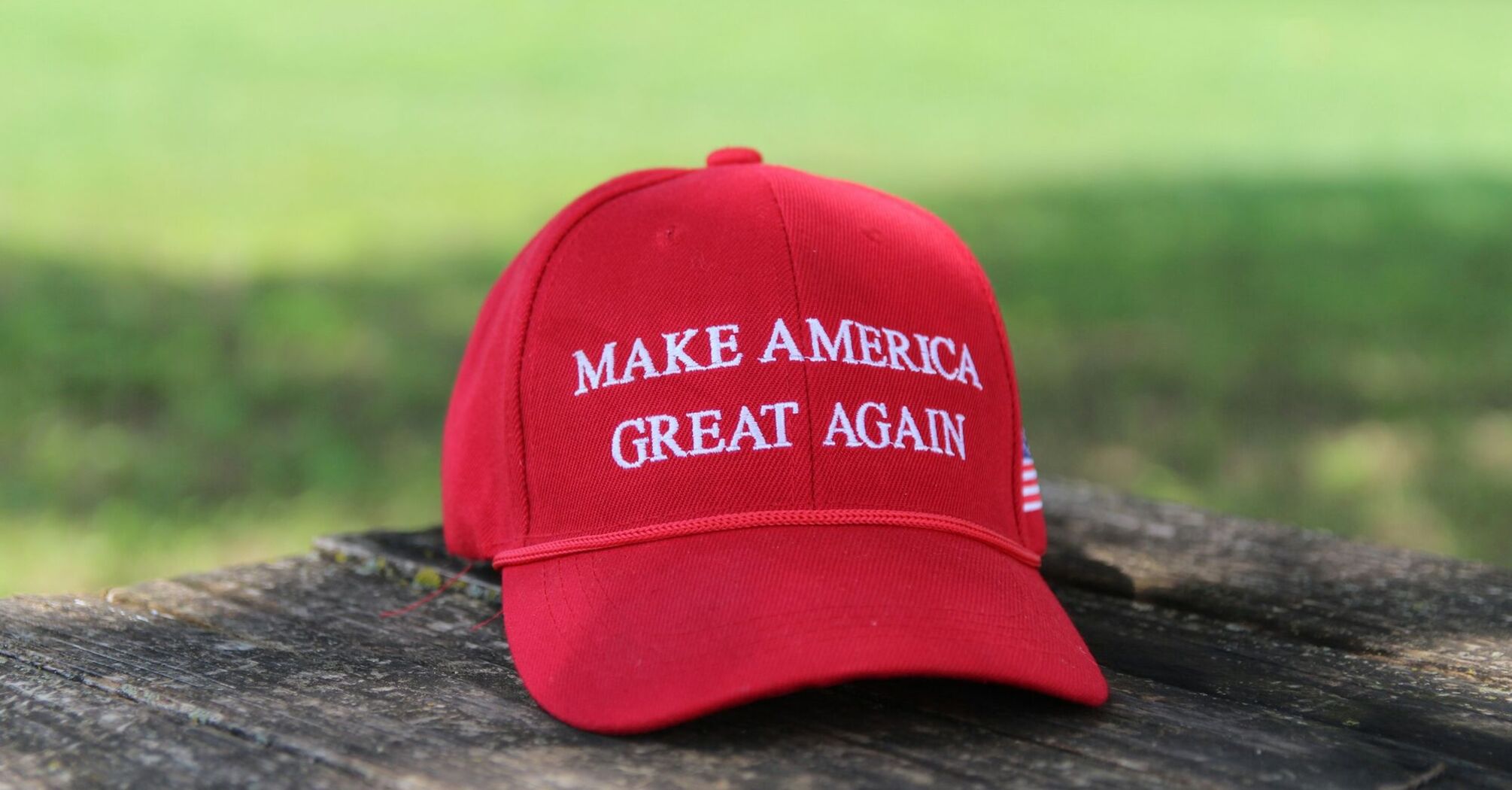 MAGA hat on a wooden surface