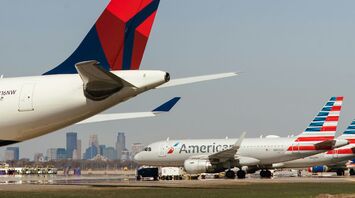 Delta and American Airlines planes at airport
