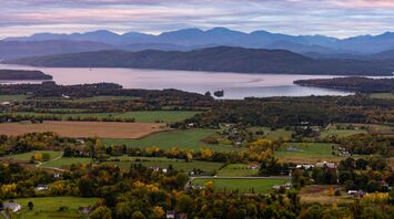 Overlooking Champlain Valley in Vermont, facing westward durring sunrise