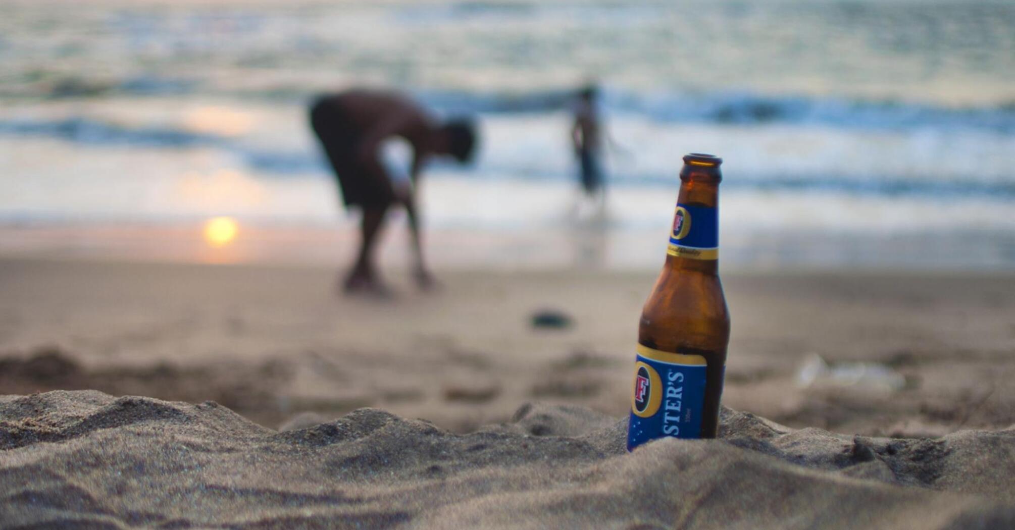 Bottle of the beer on the beach