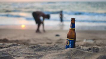 Bottle of the beer on the beach