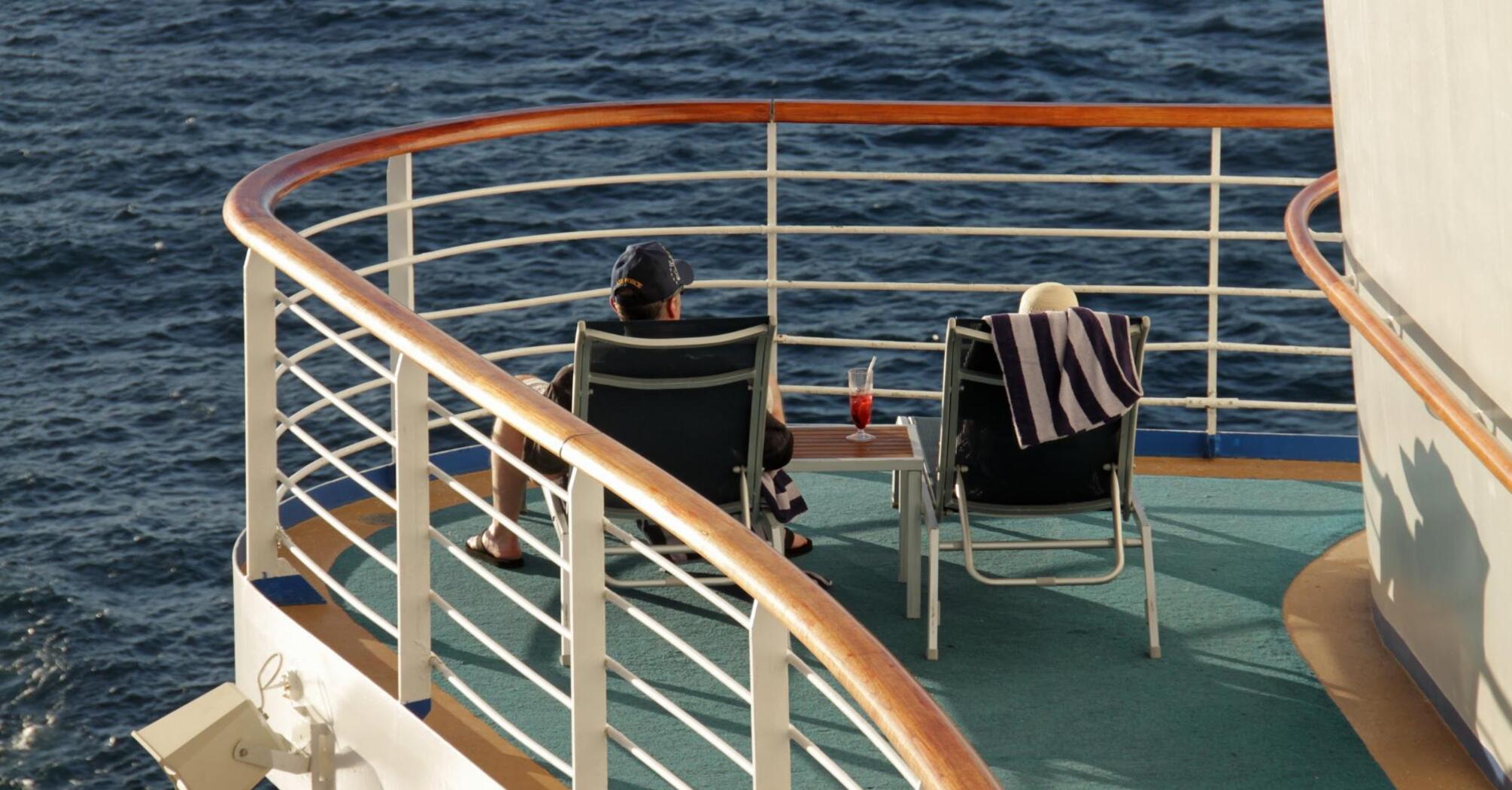 Guests enjoying tranquility on board the cruise ship