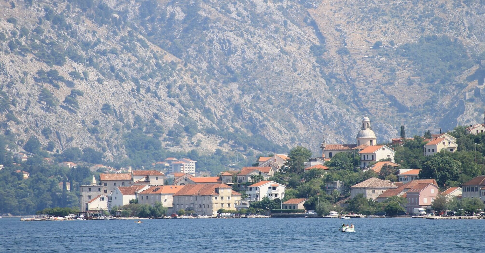 Tivat coastal view with mountains in the background