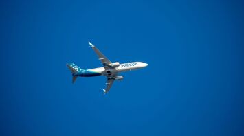 Takeoff of an Alaska Airline aircraft from John Wayne Airport, California
