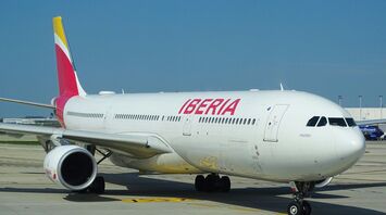 Iberia airplane on the runway