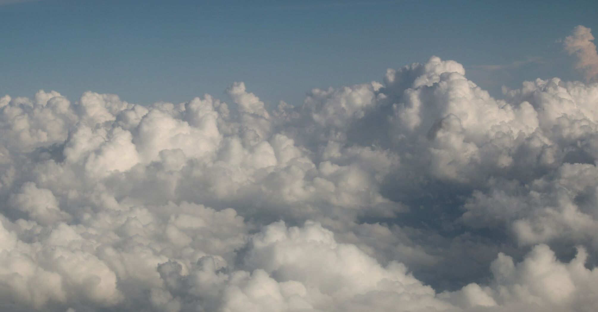 Dense cloud formations seen from an airplane