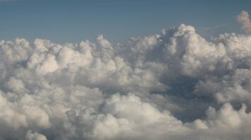 Dense cloud formations seen from an airplane