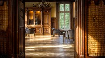 The hotel's interior is designed in Art Nouveau style