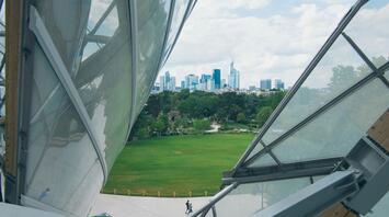 The view from the building of Louis Vuitton Fondation in Paris