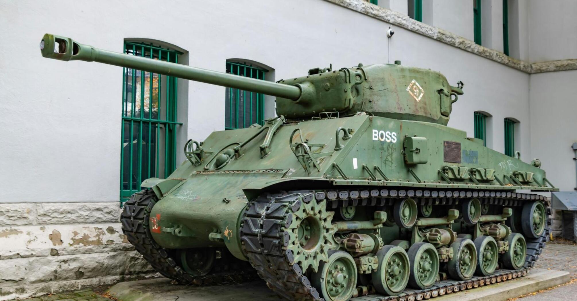 Sherman Tank display on the street