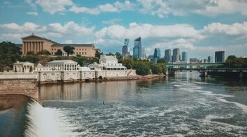 Shot along the Schuylkill River, with the Philadelphia Art Museum and the center city skyline as the backdrop
