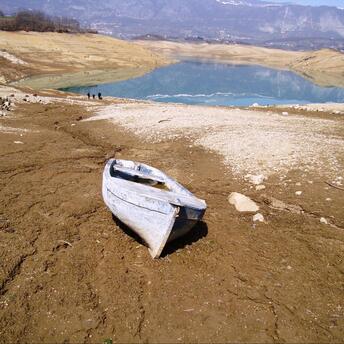 A dried-up lake in Catalonia, symbolizing the consequences of a multi-year drought