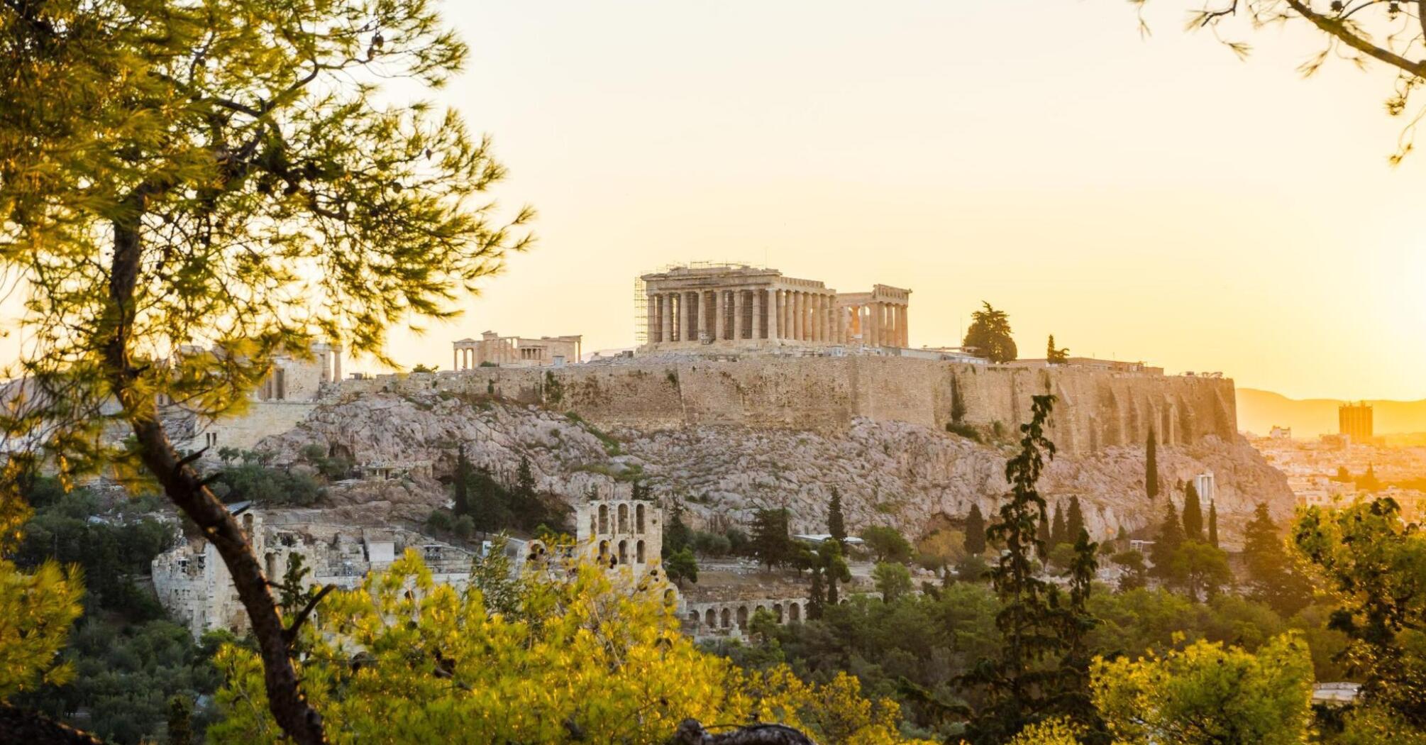 Acropolis on sunset in Athens, Greece