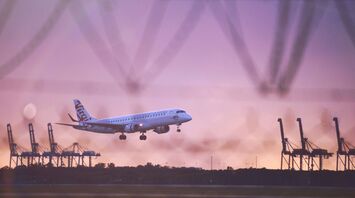 Virgin Australia Aeroplane Landing at Brisbane Airport (BNE) in Queensland, Australia.