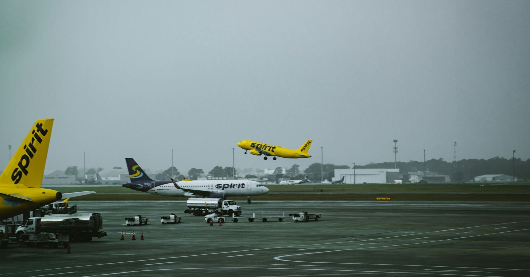 Spirit Airlines planes at an airport