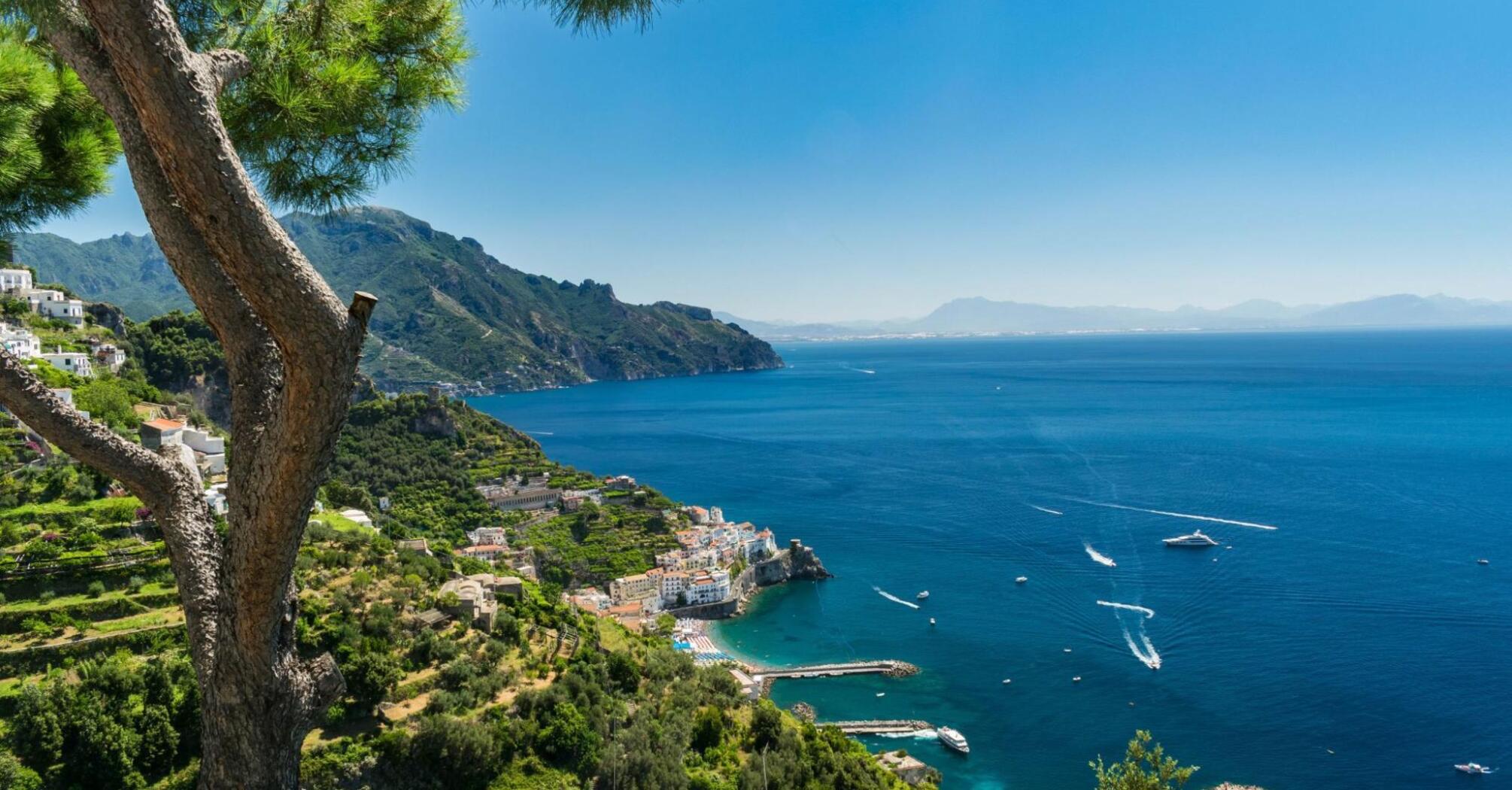 Sea view from the mountain of Amalfi Coast, Italy