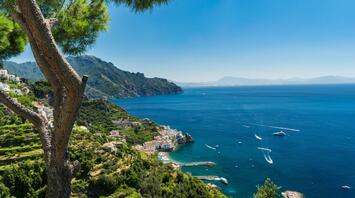 Sea view from the mountain of Amalfi Coast, Italy