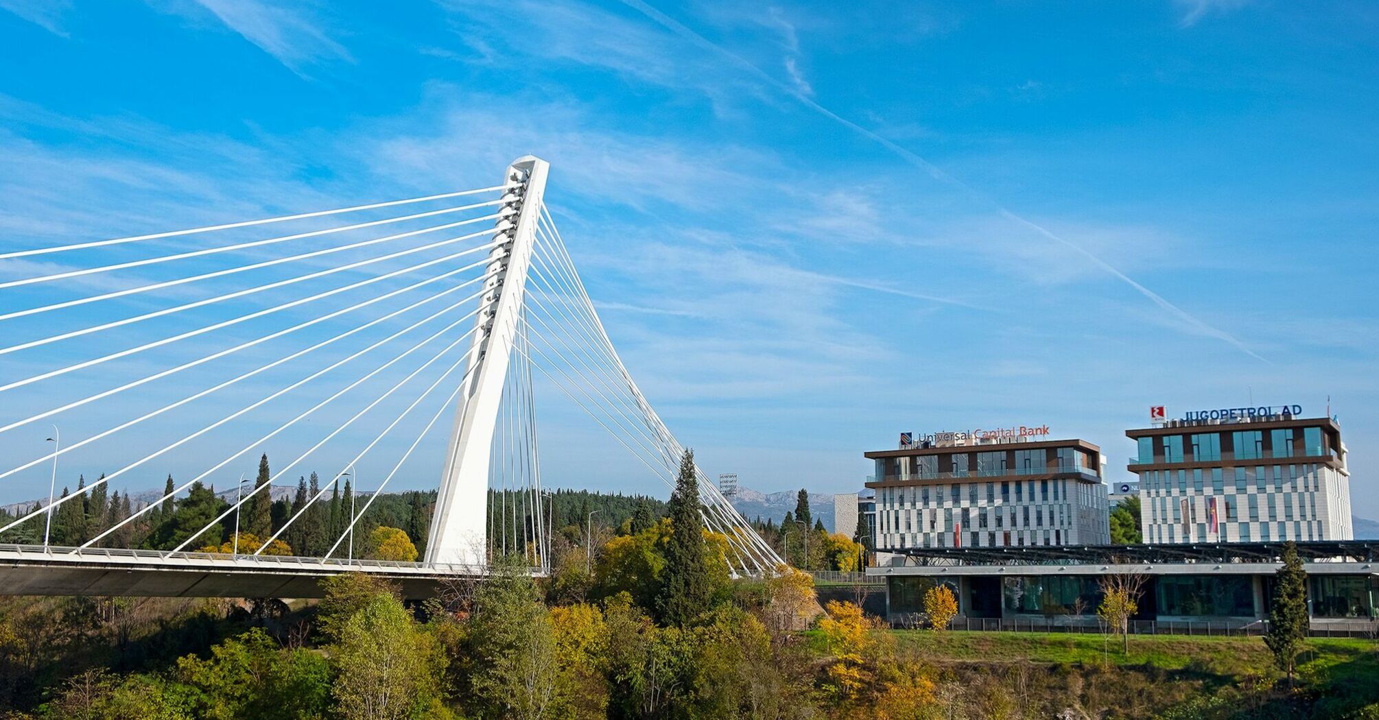 Modern cable-stayed bridge in Podgorica, Montenegro