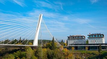 Modern cable-stayed bridge in Podgorica, Montenegro