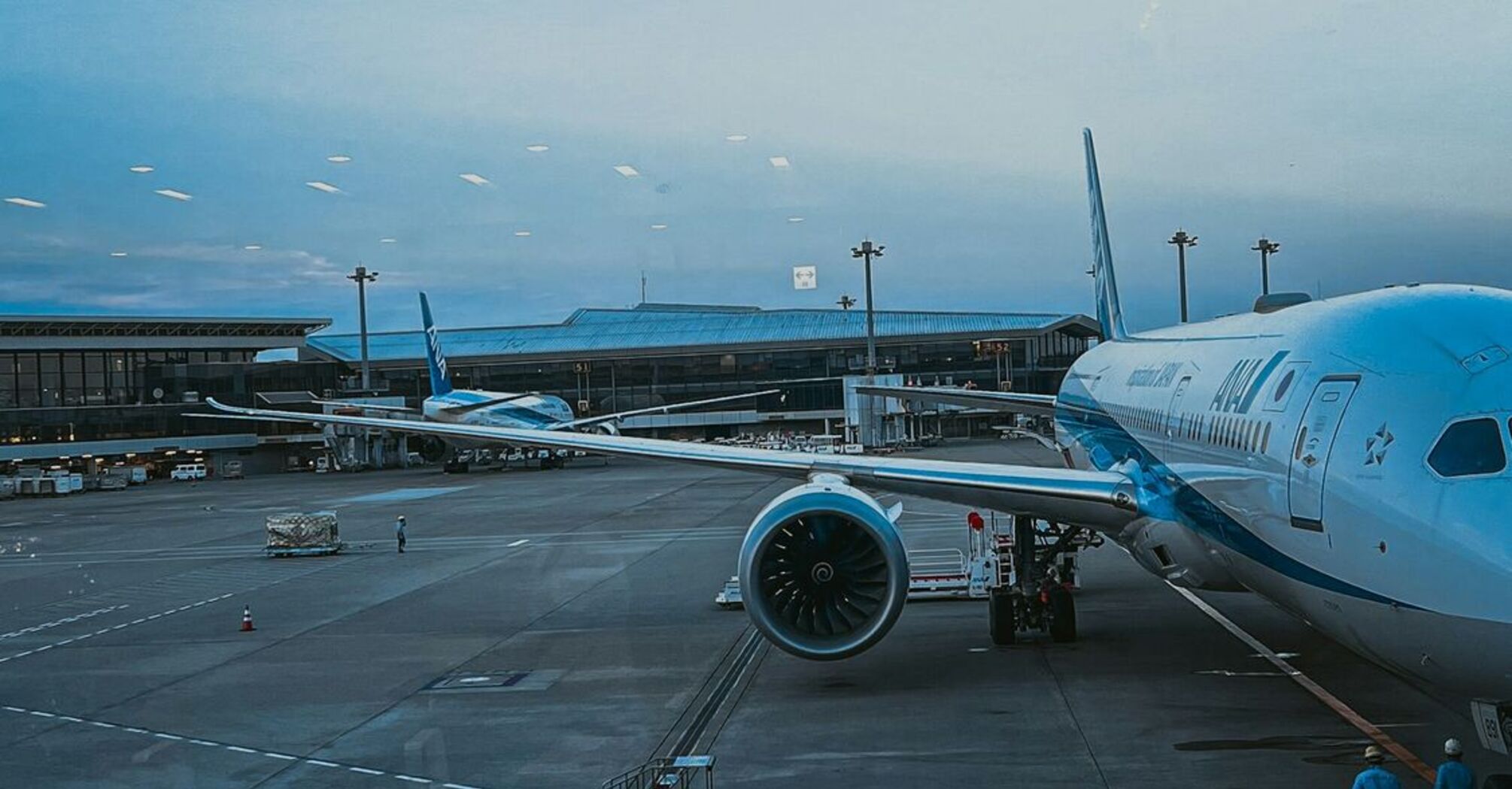 Airplane at Narita Airport preparing for departure