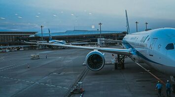 Airplane at Narita Airport preparing for departure