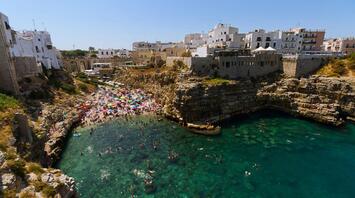 Crowded beach in Italy