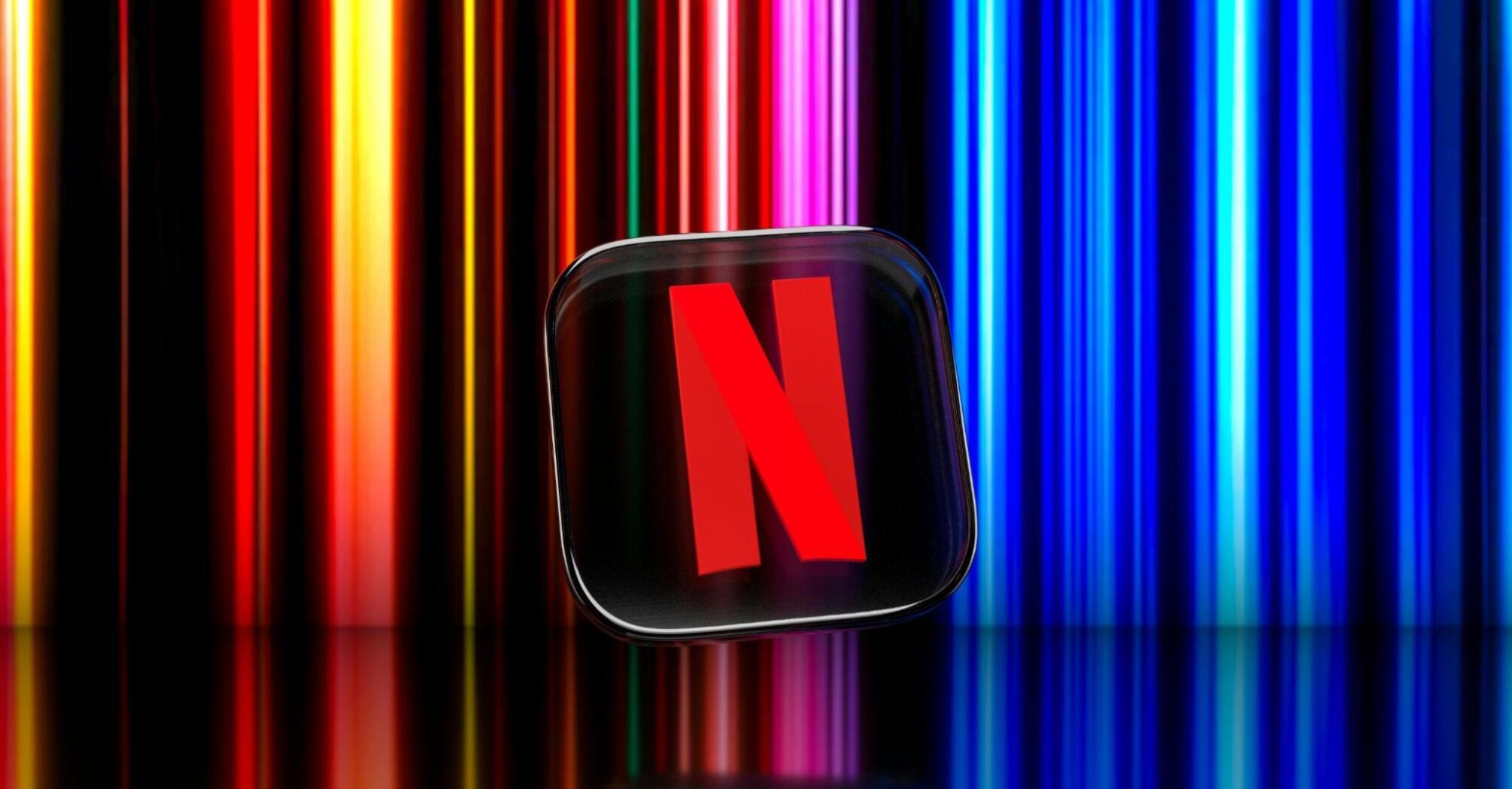 Netflix logo on a multi-colored neon background