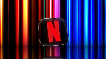 Netflix logo on a multi-colored neon background