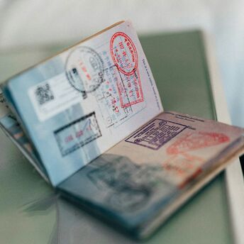 Passport with multiple visa stamps