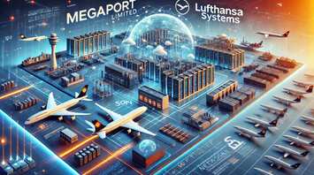 Illustration of Megaport and Lufthansa Systems partnership enhancing aviation technology with interconnected global airlines and digital networks