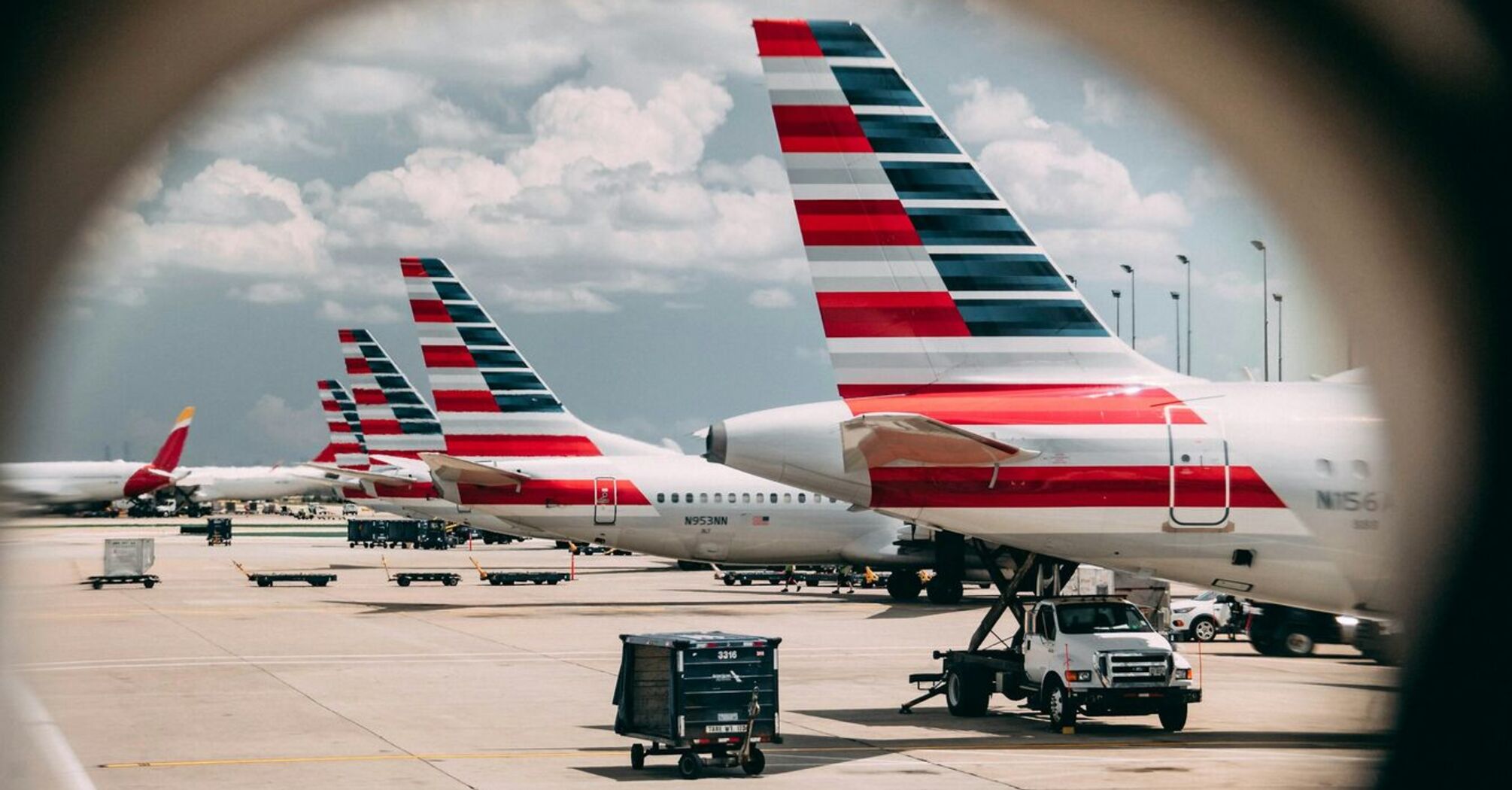 American Airlines planes parked at the airport