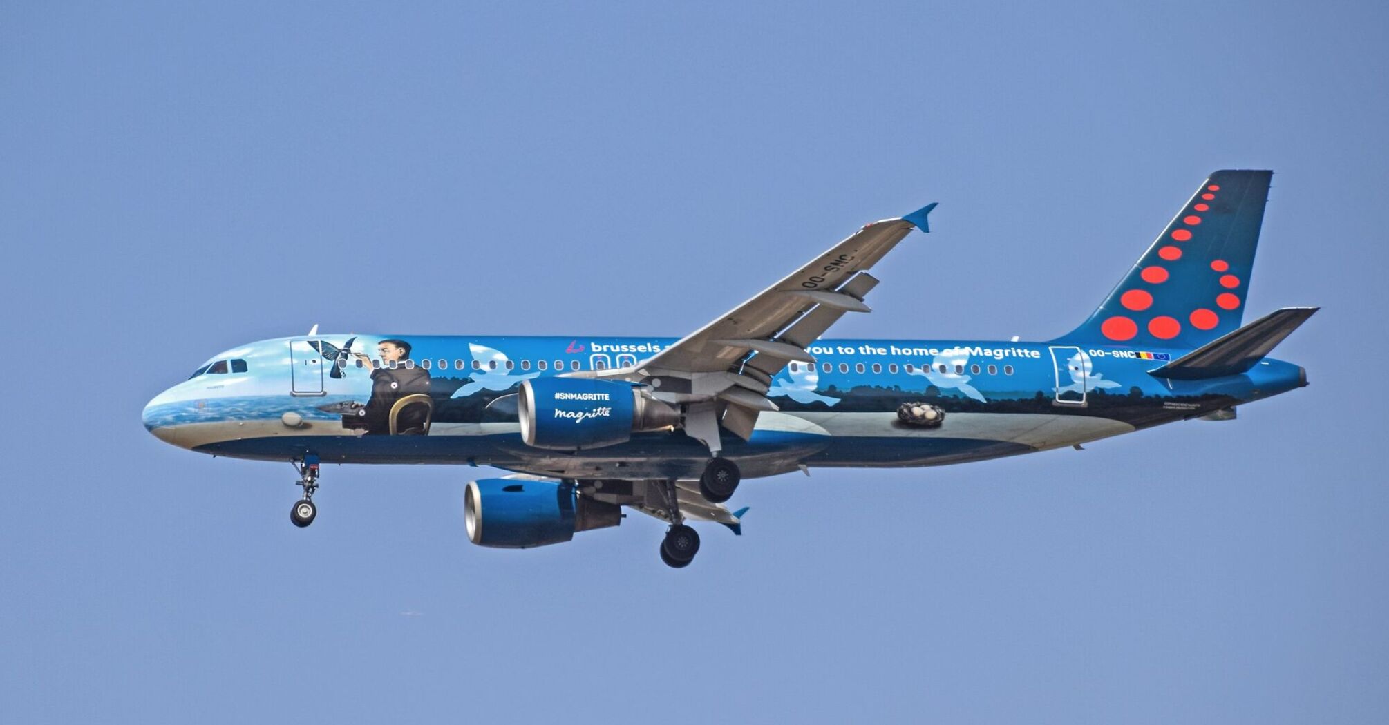 Brussels Airlines plane with special livery in flight