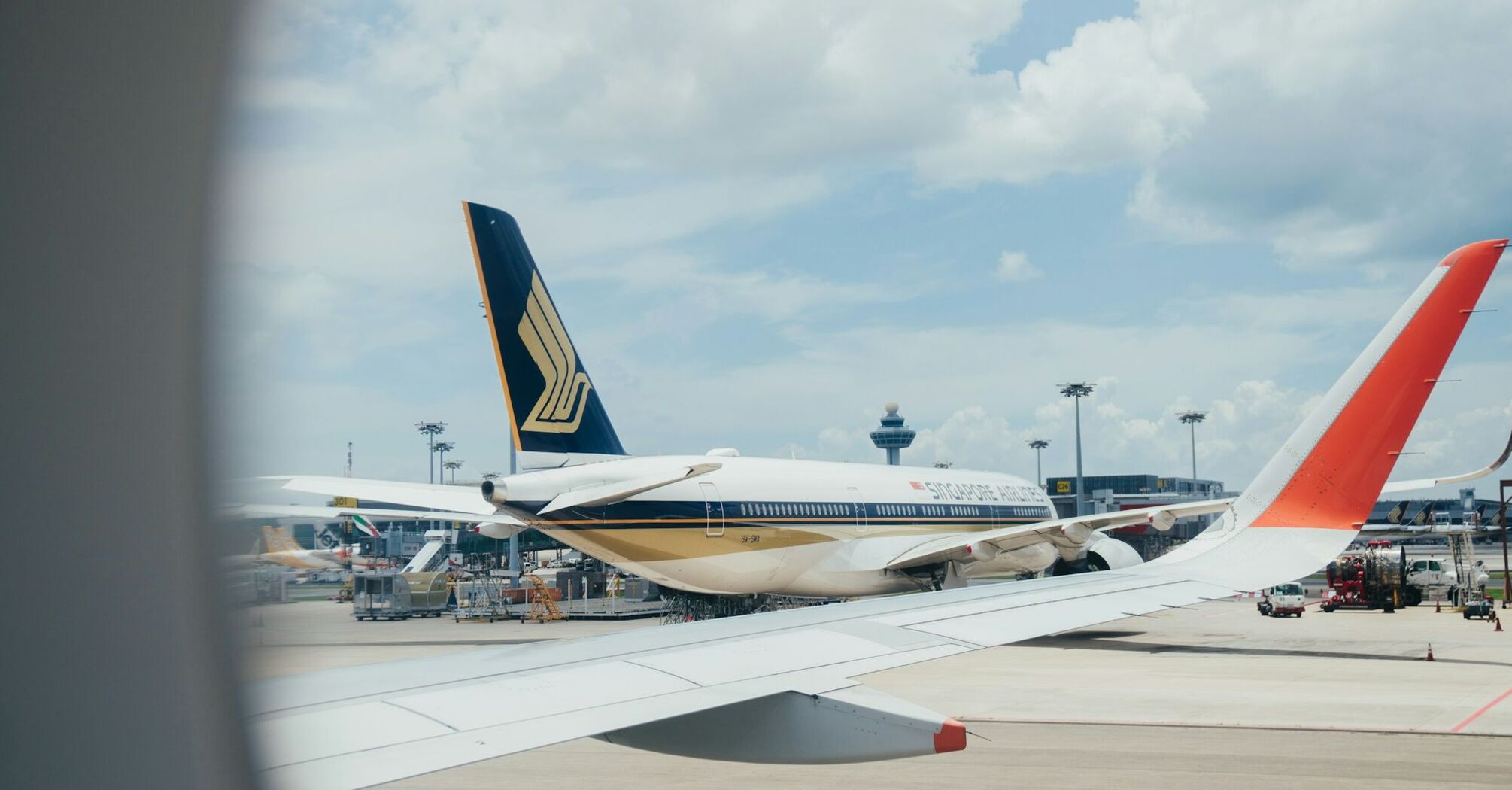 Singapore Airlines airplane at an airport