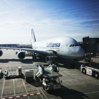 Airbus A380 in Lufthansa airport, Frankfurt