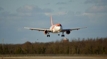 easyJet aircraft landing on a runway