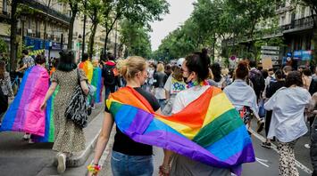 People participated for the Gay Pride march in Paris