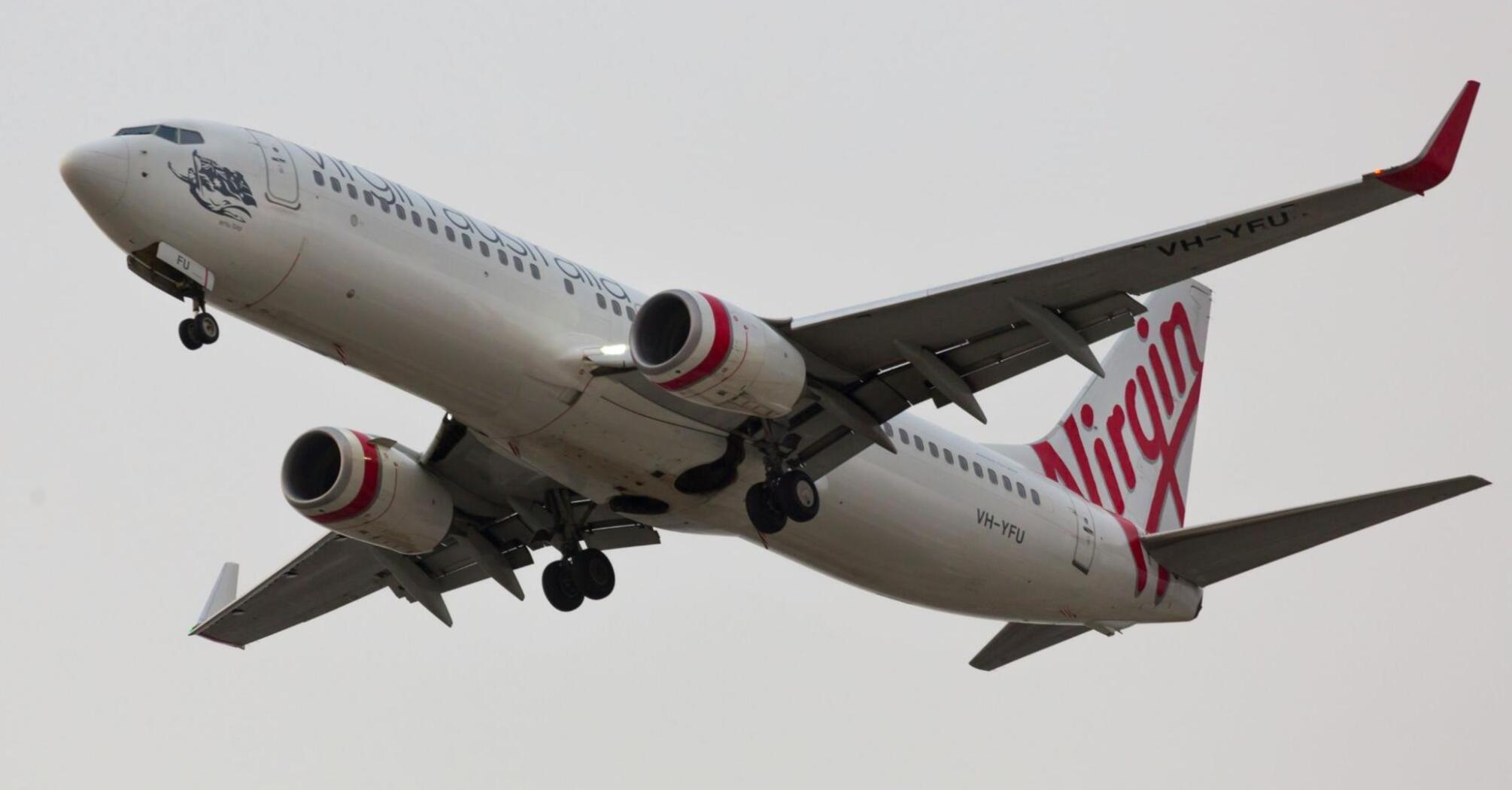 Virgin Australia aircraft landing at Sydney Airport