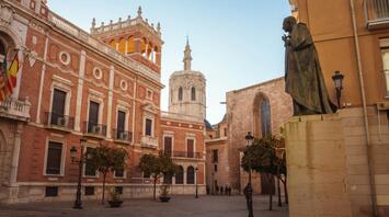 Beautiful historical buildings in city center of Valencia