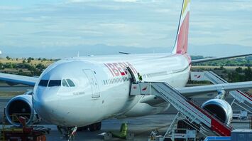 Iberia A330-200 aircraft at the airport